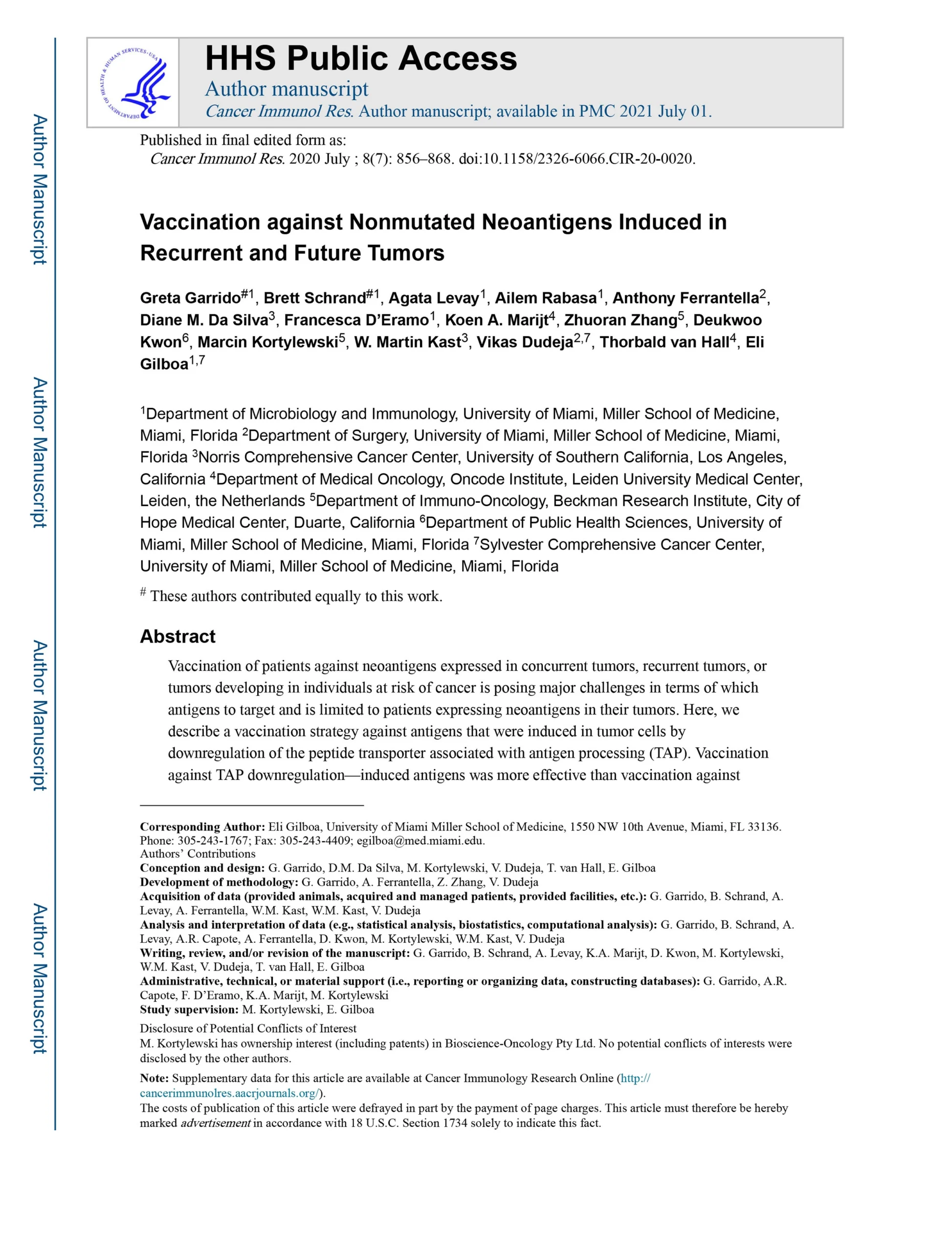 Cancer Inmunology Research, 2020